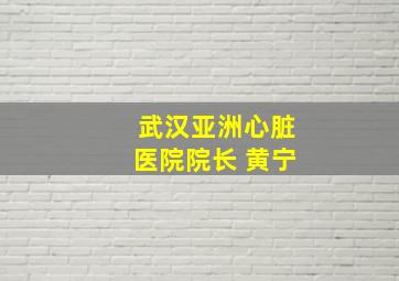 武汉亚洲心脏医院院长 黄宁